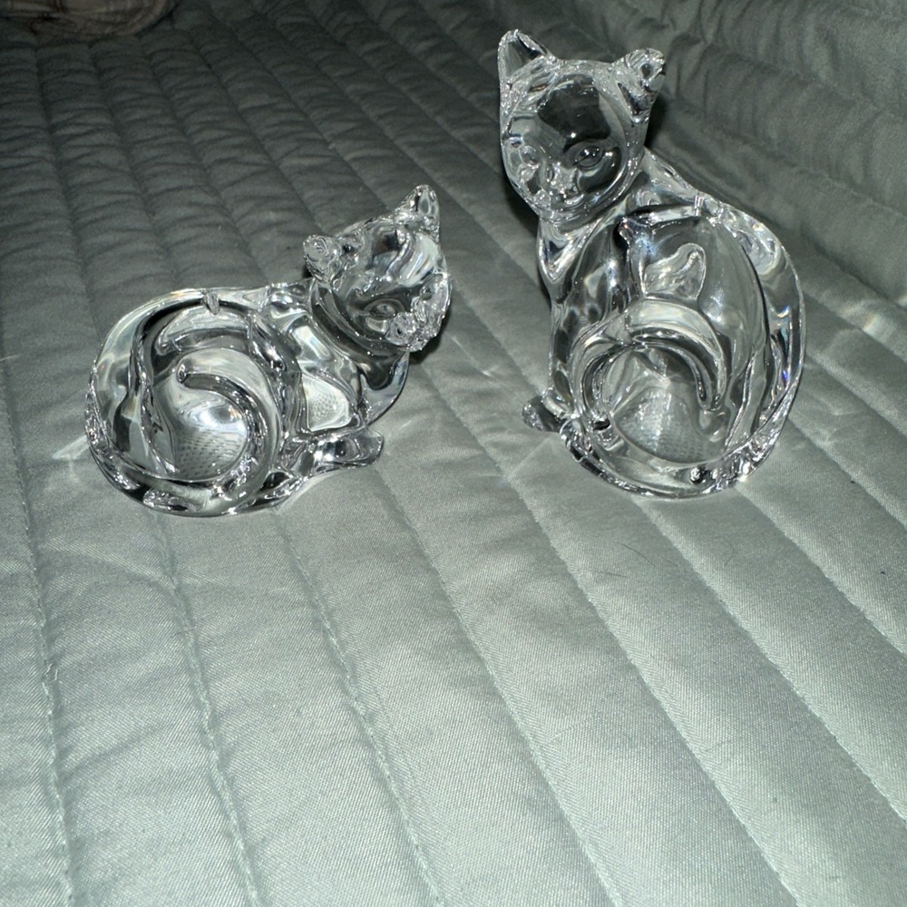 Vintage Lenox Crystal Kitty Cat Salt & Pepper Shakers Kitten Germany 1980s Glass